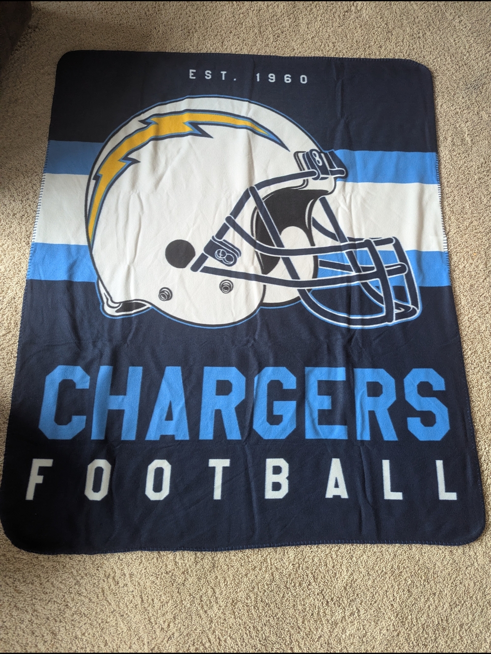 NFL CHARGERS FOOTBALL  EST. 1960 │100% Polyester Fleece Throw │50" x 60" │